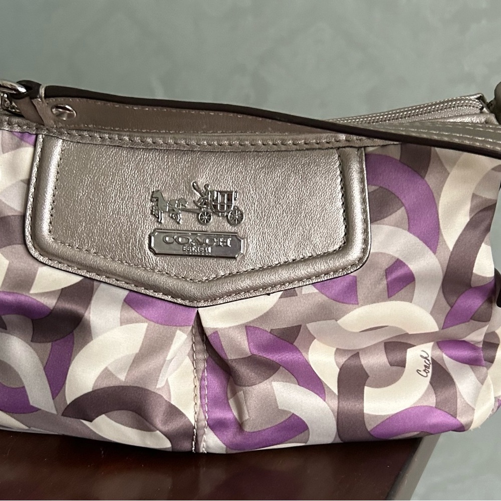 Coach Purple and Silver handbag with C Pattern